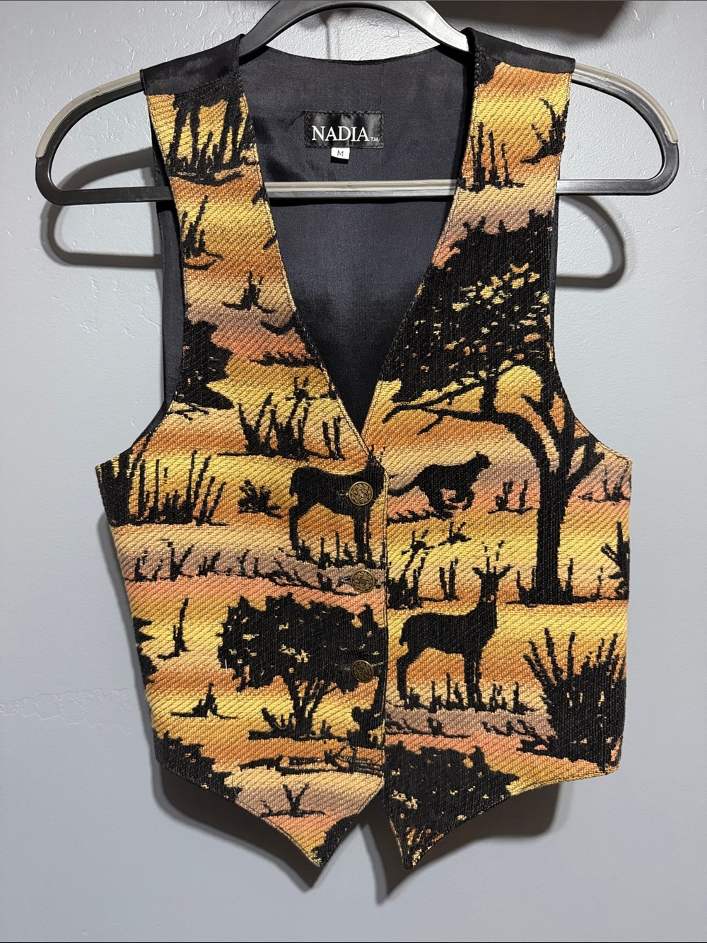Nadia 90’s Vintage Like New Safari Vest - Black & Yellow Orange